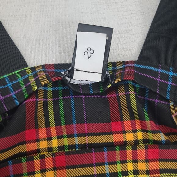 Hot topic Rainbow grid utility shortalls rainbow plaid Size Medium Kidcore - Picture 11 of 11